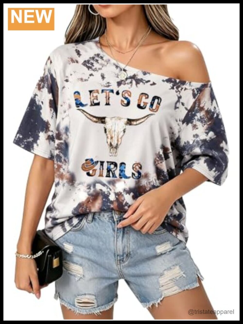 Off The Shoulder Western Cowgirl T-Shirt Casual Tee